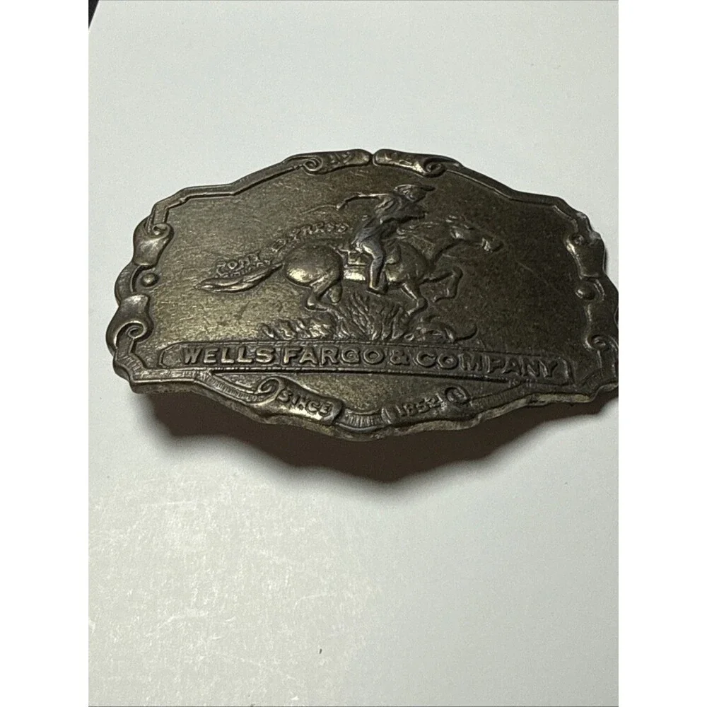 Wells Fargo Pony Express Western Cowboy United States Mail Vintage Belt Buckle